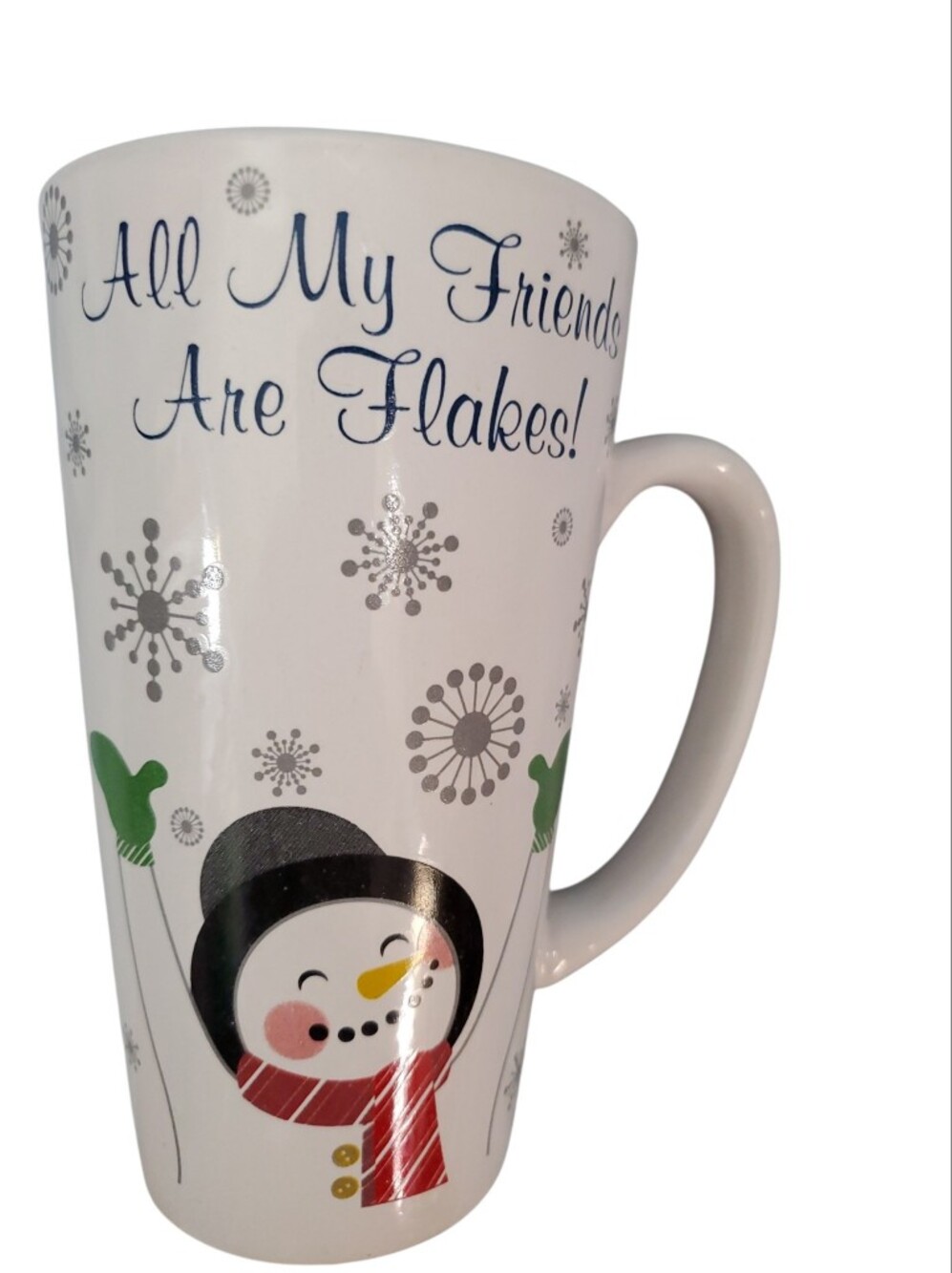 White Snowman Holiday Ceramic Mug - All My Friends Are Flakes